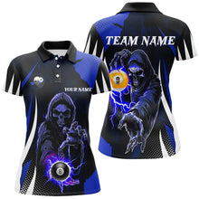 Load image into Gallery viewer, Funny Blue Death Skeleton 8 Ball &amp; 9 Ball Billiard Shirts For Women Custom League Billiard Jerseys TDM2284