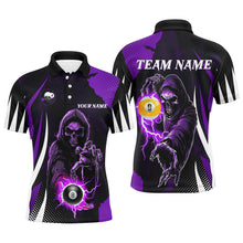 Load image into Gallery viewer, Funny Purple Death Skeleton 8 Ball &amp; 9 Ball Billiard Shirts For Men Custom League Billiard Jerseys TDM2285