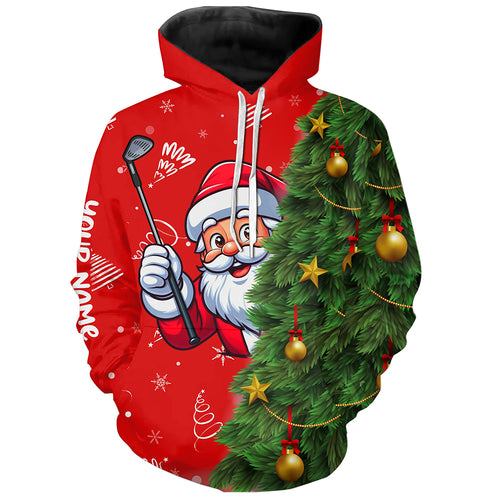 Red And Green Funny Christmas Santa Golf Hoodie Custom Golfing Gifts For Christmas Best Golf Hoodies TDM3039