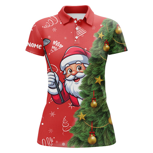 Red And Green Funny Christmas Santa Women Golf Polo Shirts Custom Golfing Gifts For Christmas TDM3039