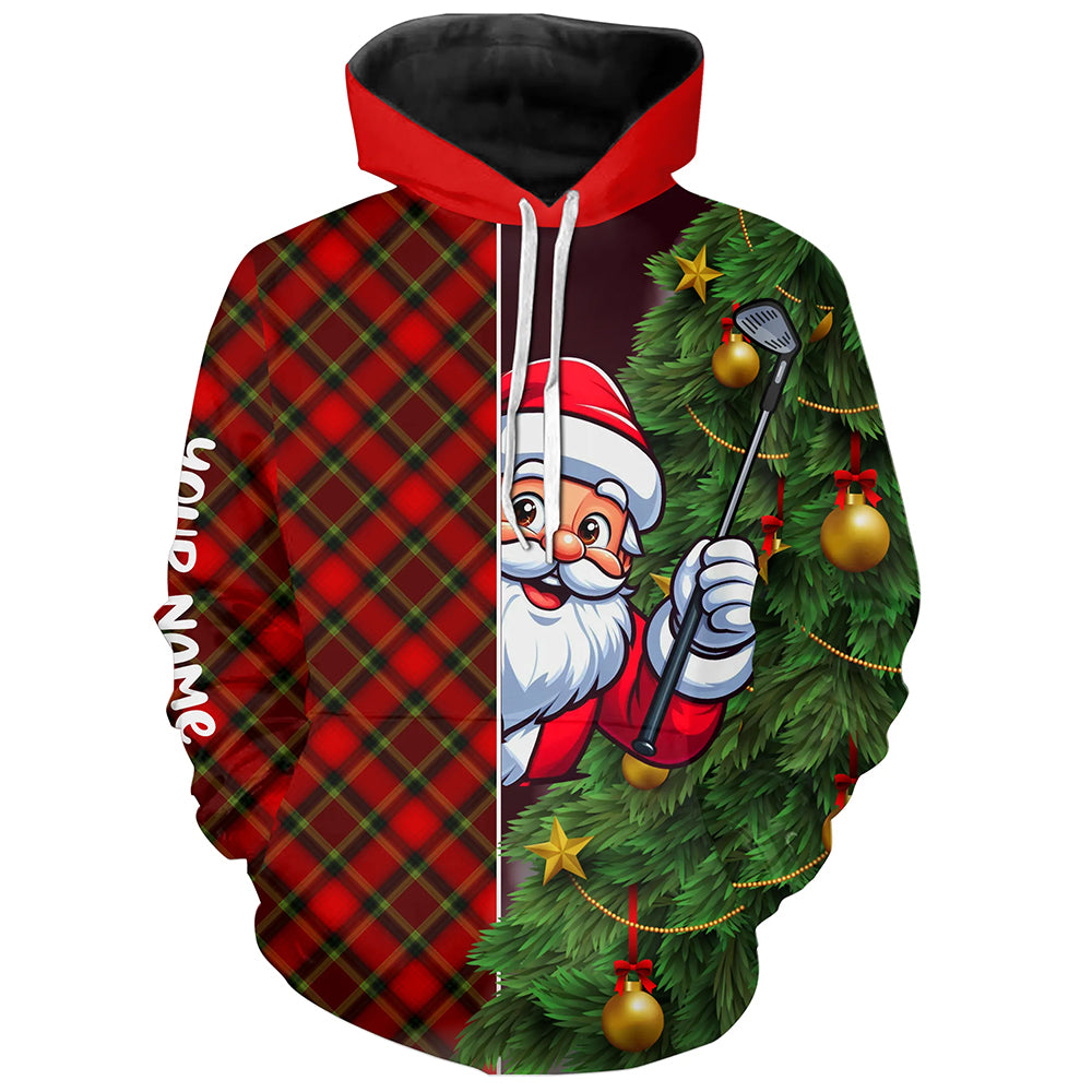 Funny Christmas Santa Argyle Pattern Golf Hoodie Custom Golfing Gifts For Christmas Best Golf Hoodie TDM3040