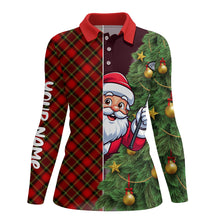 Load image into Gallery viewer, Funny Christmas Santa Red Argyle Pattern Custom Women Golf Polo Shirt Best Christmas Golf Gifts Idea TDM3040