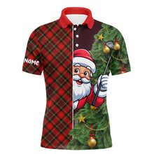 Load image into Gallery viewer, Funny Christmas Santa Red Argyle Pattern Custom Men Golf Polo Shirt Best Christmas Golf Gifts Idea TDM3040