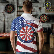 Load image into Gallery viewer, Personalized Dartboard American Flag Darts Shirt For Men, Patriotic Darts Jersey Polo &amp; 1/4 Zip TDM5271