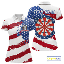 Load image into Gallery viewer, Personalized Dartboard American Flag Darts Shirt For Women, Patriotic Darts Jersey Polo &amp; 1/4 Zip TDM5271