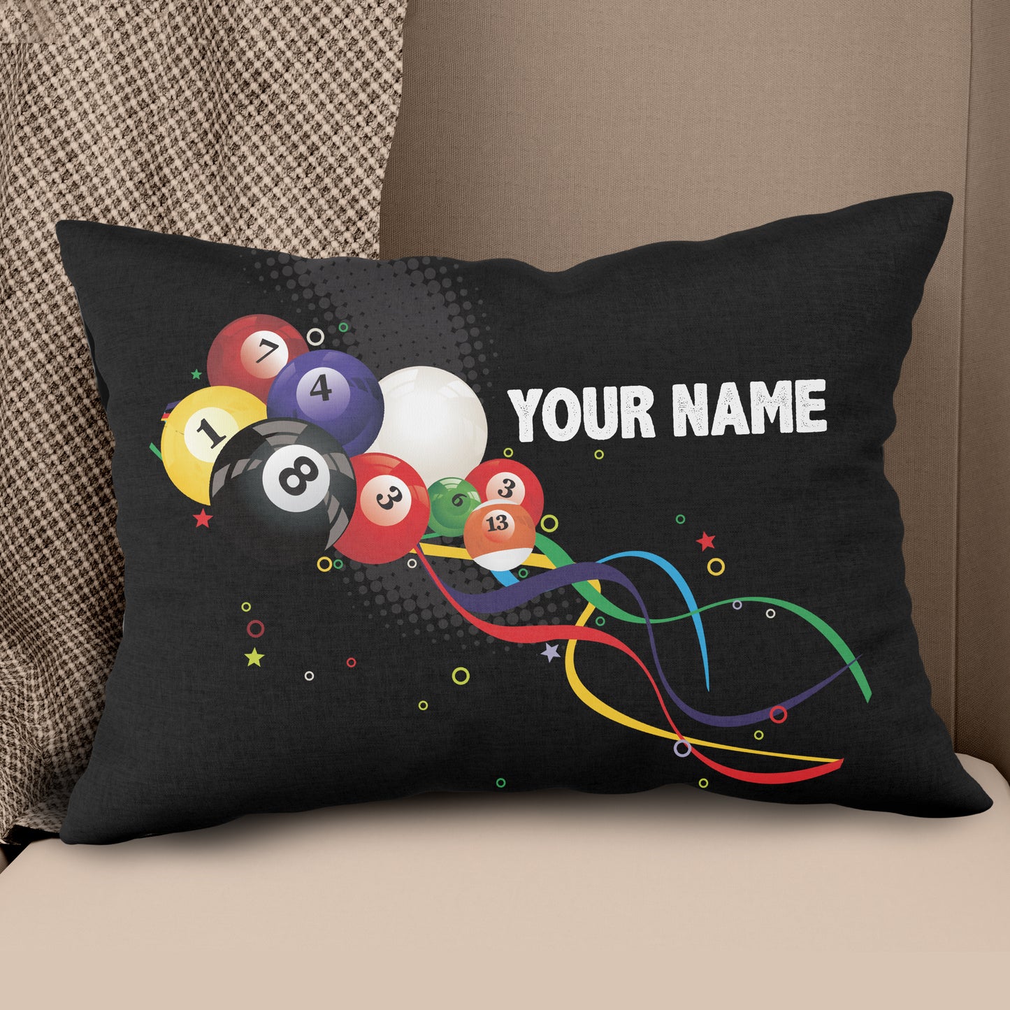 Custom Pillow Multicolor Billiard Balls Customized Pillows Billiard Gift TDM0782