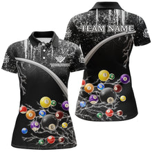 Load image into Gallery viewer, Personalized Black White Grunge Lightning Billiard Shirts For Women, 3D Pool Ball Billiard Jerseys TDM3278