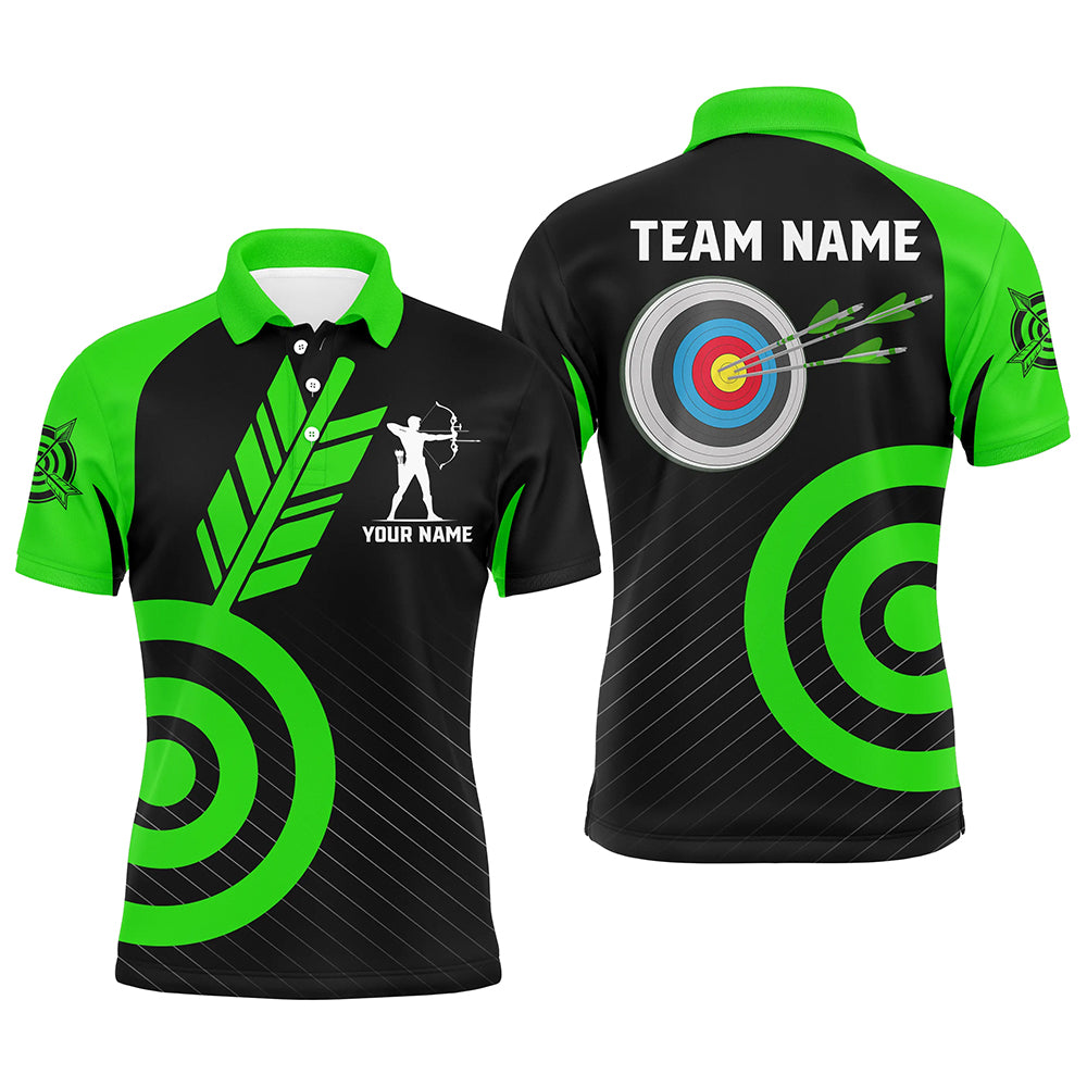 Personalized Green Archery Jerseys For Men Custom Archery Polo Shirts Team League Archery Shirts TDM1495