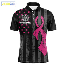 Load image into Gallery viewer, Custom Pink Ribbon Wings Darts Shirt For Men, US Flag Breast Cancer Darts Jersey Polo &amp; 1/4 Zip TDM6377