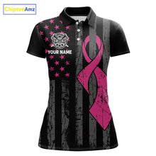 Load image into Gallery viewer, Custom Pink Ribbon Wings Darts Shirt For Women, US Flag Breast Cancer Darts Jersey Polo &amp; 1/4 Zip TDM6377