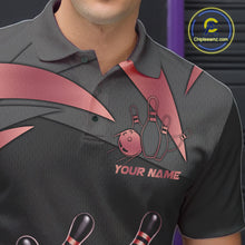 Load image into Gallery viewer, Black And Red Bowling Shirt For Men Custom Crown Bowling Jersey, Bowling League Polo &amp; 1/4 Zip TDM6380
