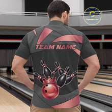 Load image into Gallery viewer, Black And Red Bowling Shirt For Men Custom Crown Bowling Jersey, Bowling League Polo &amp; 1/4 Zip TDM6380
