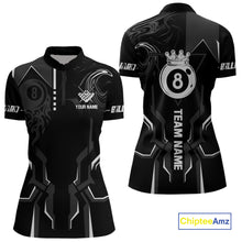 Load image into Gallery viewer, Customized 8 Ball Pool Crown Women Billiard Shirt, White And Black Billiard Team Shirt, Pool Jersey TDM4053