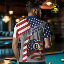 Load image into Gallery viewer, Custom Men&#39;s 8 Ball Billiard Shirts, American Flag Polo &amp; 1/4 Zip Patriotic Pool Team Jerseys TDM4055