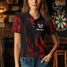 Load image into Gallery viewer, Personalized Skull Darts Shirt For Women Custom Black And Red Darts Team Jerseys Polo &amp; 1/4 Zip TDM4403