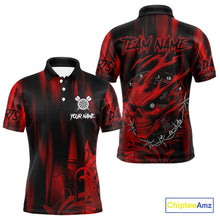 Load image into Gallery viewer, Personalized Skull Darts Shirt For Men Custom Black And Red Darts Team Jerseys Polo &amp; 1/4 Zip TDM4403