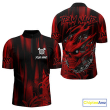 Load image into Gallery viewer, Personalized Skull Darts Shirt For Men Custom Black And Red Darts Team Jerseys Polo &amp; 1/4 Zip TDM4403