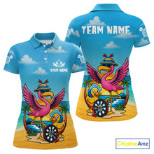 Load image into Gallery viewer, Personalized Funny Tropical Flamingo Darts Shirt For Women Custom Darts Jersey Outfit, Darts Gifts TDM4408