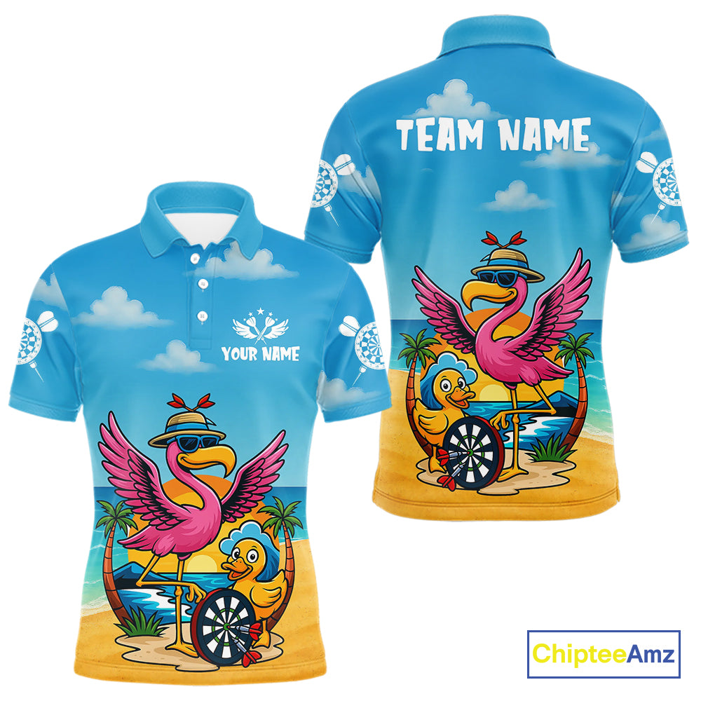 Personalized Funny Tropical Flamingo Darts Shirt For Men Custom Darts Jersey Outfit, Darts Gifts TDM4408