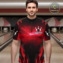 Load image into Gallery viewer, Personalized Thunder Lightning Cobra Snake Bowling Shirts For Men, Red Bowling Team Jersey TDM4644