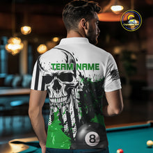 Load image into Gallery viewer, Personalized Green Grunge Skull Billiards Shirts For Men Custom Retro Billiard Team Jerseys Attire TDM4650