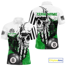 Load image into Gallery viewer, Personalized Green Grunge Skull Billiards Shirts For Men Custom Retro Billiard Team Jerseys Attire TDM4650