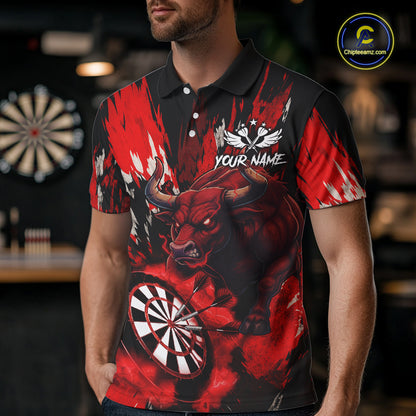 Personalized Red Dartboard Splash Bull Darts Shirt For Men Custom Dart Jersey Team Polo & 1/4 Zip TDM5276