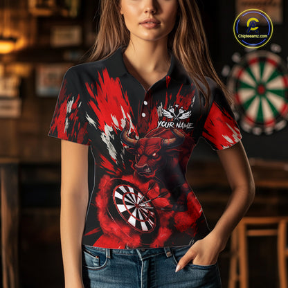 Personalized Red Dartboard Splash Bull Darts Shirt For Women Custom Dart Jersey Team Polo & 1/4 Zip TDM5276