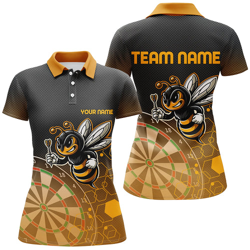 Personalized Darts Board Funny Bee 3D Printed Women Polo & Quarte-Zip Shirts, Unique Darts Attire TDM1666