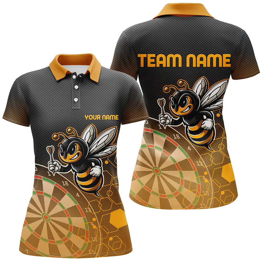 Personalized Darts Board Funny Bee 3D Printed Women Polo & Quarte-Zip Shirts, Unique Darts Attire TDM1666