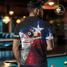 Load image into Gallery viewer, Custom Smoke Texas Flag Billiard Shirt For Men, Patriotic Billiard Team Shirt Polo &amp; Quarter Zip TDM6585
