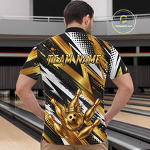 Load image into Gallery viewer, Custom Black And Gold Bowling Jersey For Men, Crown Bowling Team Shirts Polo &amp; Quarter Zip Shirts TDM6570