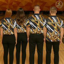 Load image into Gallery viewer, Custom Black And Gold Bowling Jersey For Men, Crown Bowling Team Shirts Polo &amp; Quarter Zip Shirts TDM6570