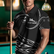 Load image into Gallery viewer, Black White 8 Ball Pool Tribal Billiard Shirt For Men Custom Billiard Team Jersey Polo &amp; 1/4 Zip TDM4411