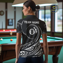 Load image into Gallery viewer, Black White 8 Ball Pool Tribal Billiard Shirt For Women Custom Billiard Team Jersey Polo &amp; 1/4 Zip TDM4411