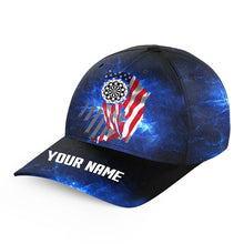 Load image into Gallery viewer, Personalized Blue Galaxy Patriotic US Flag Darts Hats Custom Name 3D Printed Baseball Darts Caps TDM2557