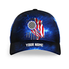 Load image into Gallery viewer, Personalized Blue Galaxy Patriotic US Flag Darts Hats Custom Name 3D Printed Baseball Darts Caps TDM2557