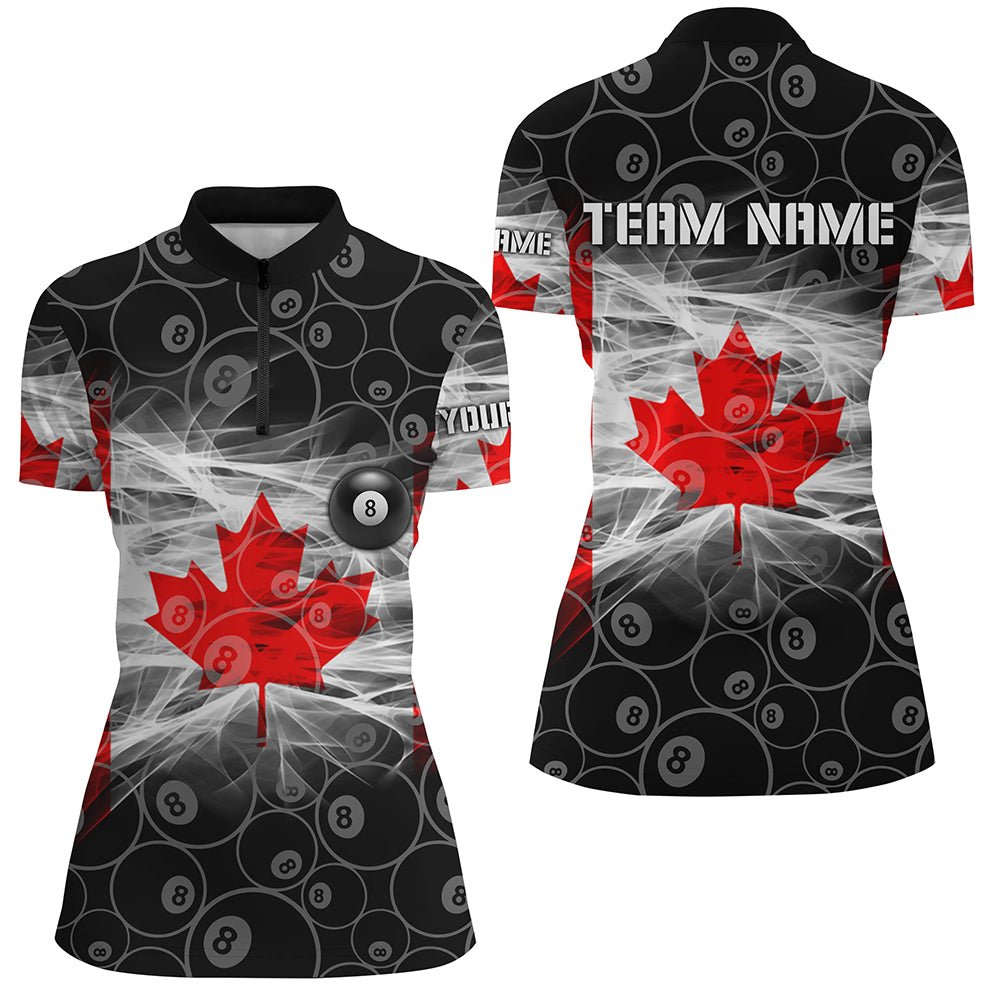 Personalized Canadian Flag Billiard Women Quarter-Zip Shirts Best Patriotic Canada Billiard Shirts TDM0409