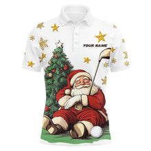 Load image into Gallery viewer, Funny Santa Lying Beside Pine Tree Xmas Men Golf Polo Shirts Custom Christmas Golf Top Golf Gifts TDM3057