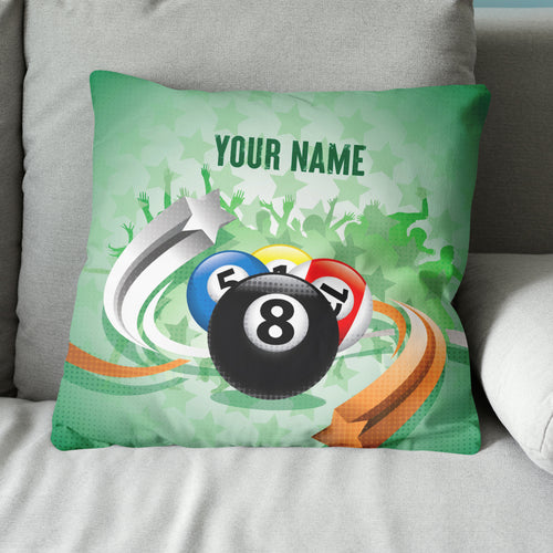 Personalized Green Billiard Balls Pillow, Funny Billiard Throw Pillows TDM0807