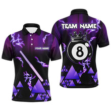 Load image into Gallery viewer, Purple Neon Light 8 Ball Pool Crown Billiard Shirt For Men Custom Team League Billiard Jerseys TDM3290