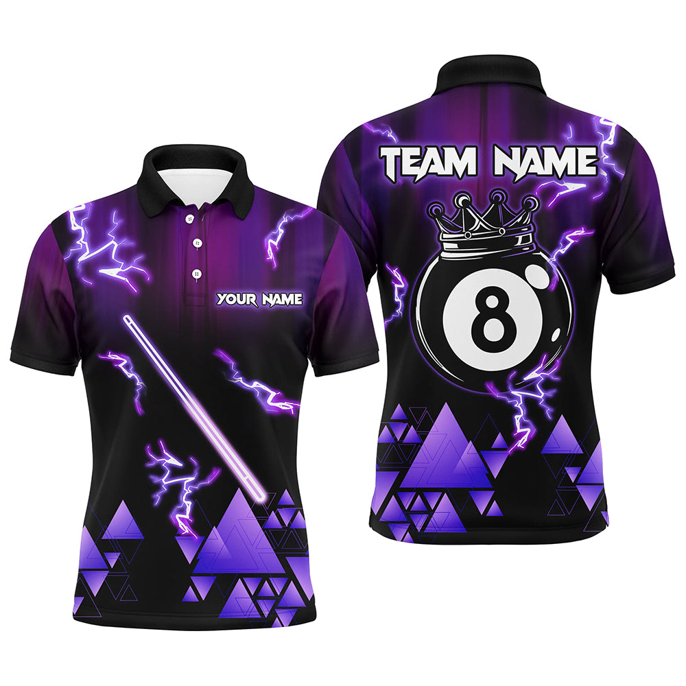 Purple Neon Light 8 Ball Pool Crown Billiard Shirt For Men Custom Team League Billiard Jerseys TDM3290