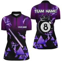 Load image into Gallery viewer, Purple Neon Light 8 Ball Pool Crown Billiard Shirt For Women Custom Team League Billiard Jerseys TDM3290
