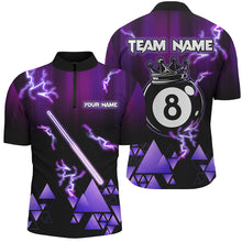 Load image into Gallery viewer, Purple Neon Light 8 Ball Pool Crown Billiard Shirt For Men Custom Team League Billiard Jerseys TDM3290