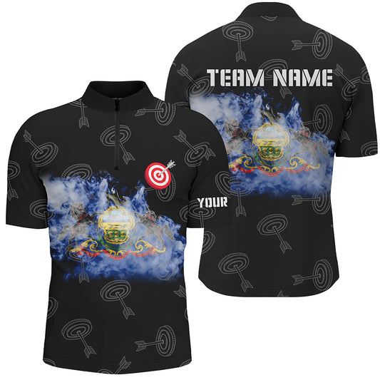 Customized Archery Pennsylvania Flag Men Quarter-Zip Shirts, Patriotic Team Archery Jersey TDM0973