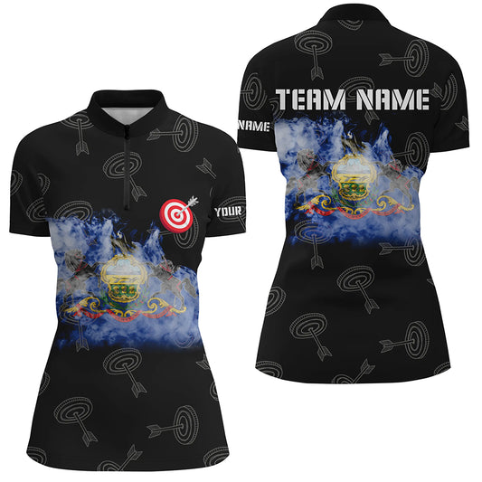 Customized Archery Pennsylvania Flag Women Quarter-Zip Shirts, Patriotic Team Archery Jersey TDM0973