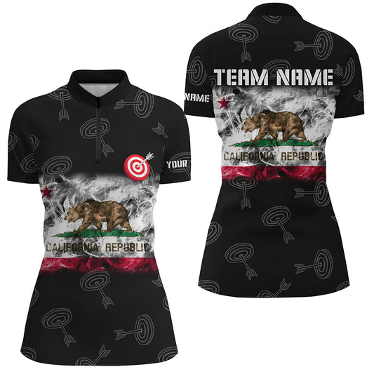 Personalized Archery California Flag Women Quarter-Zip Shirts, Patriotic Team Archery Jersey TDM0974