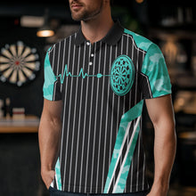 Load image into Gallery viewer, Turquoise Camo Dartboard Pulse Heartbeat Custom Men Dart Shirts, Funny Wings Cool Dart Team Jerseys TDM3618