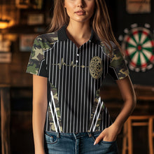 Load image into Gallery viewer, Green Camo Dartboard Pulse Heartbeat Custom Women Dart Shirts, Funny Wings Cool Dart Team Jerseys TDM3619