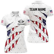 Load image into Gallery viewer, Personalized American Flag Darts Pattern Polo &amp; Quarter-Zip Shirts For Women, Patriotic Darts Jerseys TDM1675